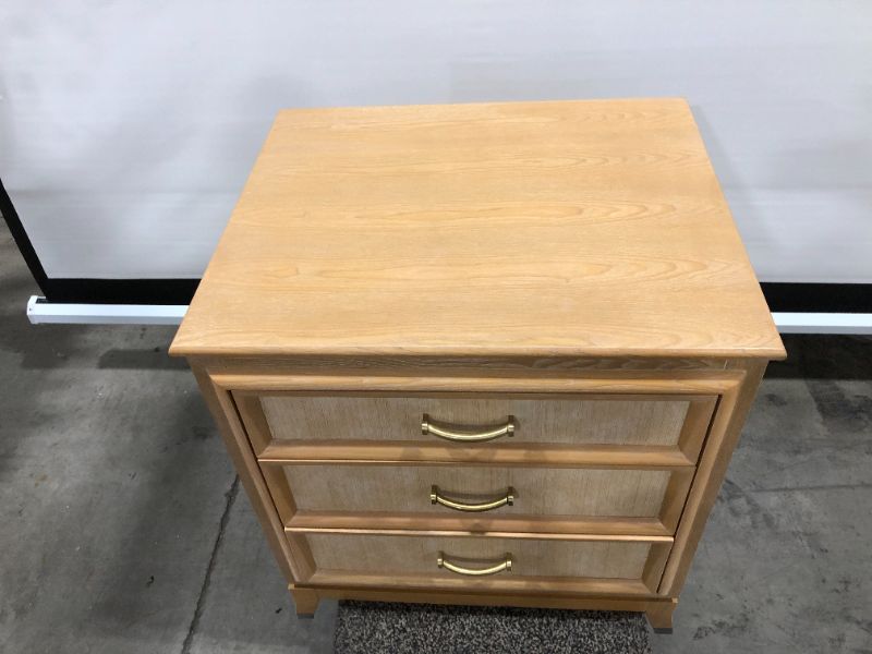 Photo 1 of 3 DRAWER NIGHT STAND WITH GLASS TOP 22L X 30W X 29H INCHES