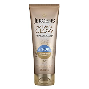 Photo 1 of Jergens Natural Glow +FIRMING Self Tanner, Sunless Tanning Lotion for Fair to Medium Skin Tone, Anti Cellulite Firming Body Lotion for Natural-Looking Tan, 7.5 Ounce
