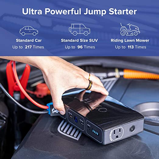 Photo 2 of HALO Bolt 58830 mWh Portable Phone Laptop Charger Car Jump Starter with AC Outlet and Car Charger - Gold
