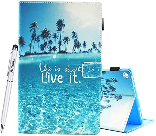 Photo 1 of Case for New Fire HD 8 2017 / HD 8 2016 [Free Stylus Pen], Slim Fit Colorful Painting Soft TPU Protective Stand Smart Cover [Auto Wake/Sleep] for Kindle Fire HD 8 2017/HD 8 2016, Life is short live it
