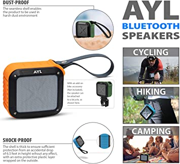 Photo 2 of Portable Outdoor and Shower Bluetooth 5.0 Speaker by AYL SoundFit, Water Resistant, Wireless with 10 Hour Rechargeable Battery Life, Powerful Audio Driver, Pairs with All Bluetooth Device (BLACK)
PHOTO FOR REFERENCE. 