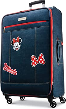 Photo 1 of American Tourister Disney Softside Luggage with Spinner Wheels, Minnie Mouse Denim, 28"
