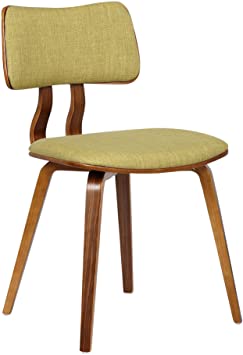 Photo 1 of Armen Living Jaguar Dining Chair in Green Fabric and Walnut Wood Finish
