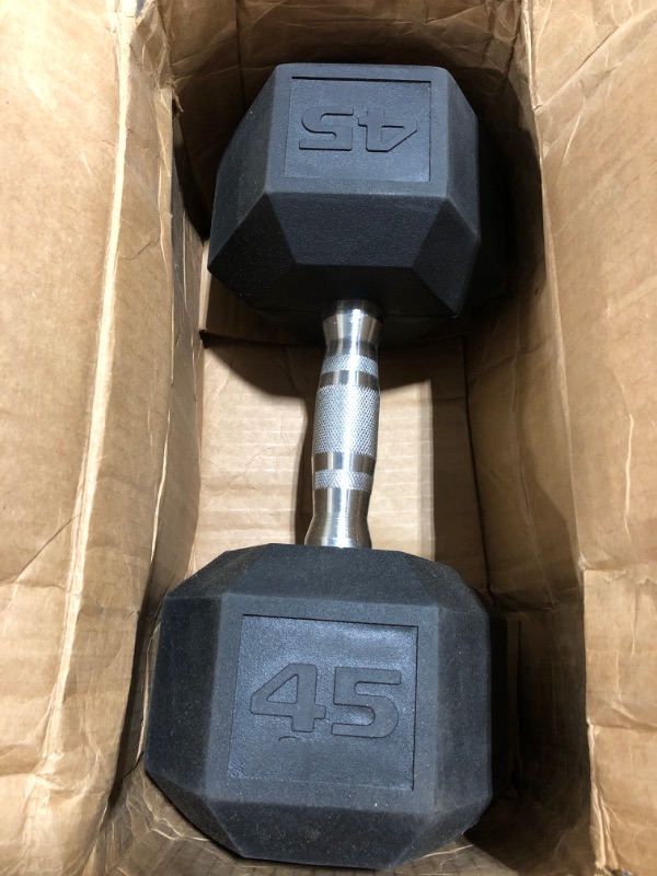 Photo 2 of Amazon Basics Rubber Encased Hex Dumbbell Hand Weight
45LB. 