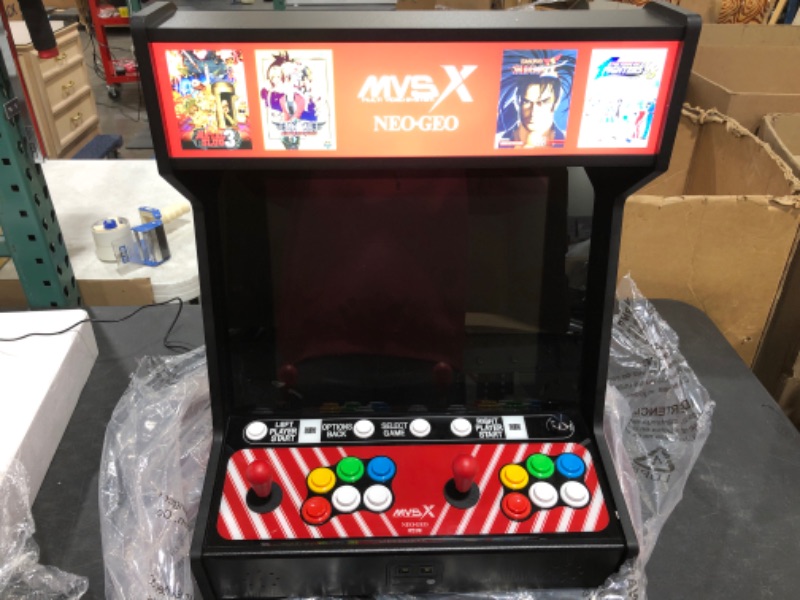 Photo 4 of SNK Neogeo MVSX Counter Top Arcade Machine with 50 SNK Classic Games. PRIOR USE. POWERS ON, SCREEN DOES NOT OPERATE AS SHOULD. FOR PARTS/REPAIR.
