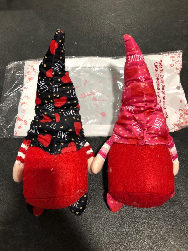 Photo 2 of 2PC Valentines Day Gnome Gifts Holiday Decoration Kids Birthday Present Handmade Plush Doll, Home Ornaments 
