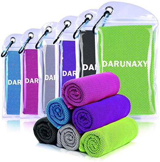 Photo 1 of DARUNAXY 6 Pack Evaporative Cooling Towels 40"x12", Snap Cooling Towels for Sports, Workout, Fitness, Gym, Yoga, Pilates, Travel, Camping and More (6 Mix Color)
