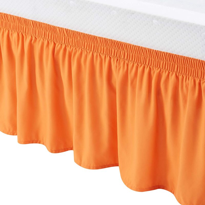 Photo 1 of Amazon Basics Elegantly Styled Ruffled Bed Skirt, Three Sided Wrap Around with Easy Fit Elastic, 16" Drop- King/CalKing, Orange
