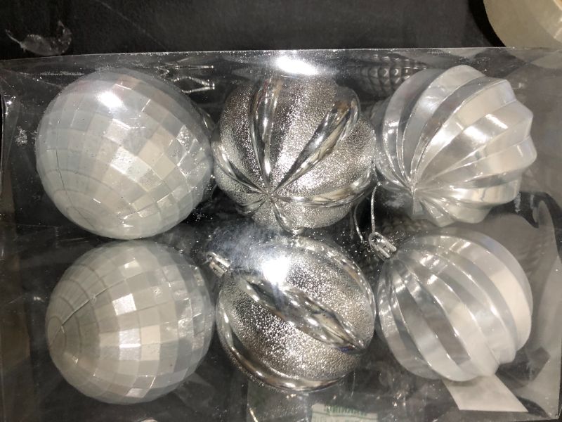 Photo 1 of 12pc Silver Christmas Ornaments 