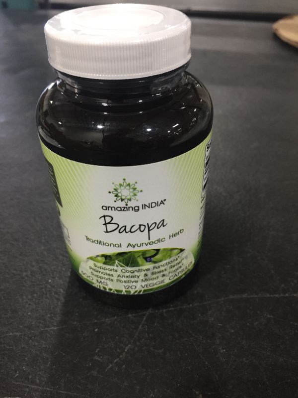 Photo 1 of Amazing India Bacopa 500 mg 120 Veggie Capsule (Non-GMO) - Supports Memory and Learning - Promotes a Healthier State of Mind BB 4/2022
