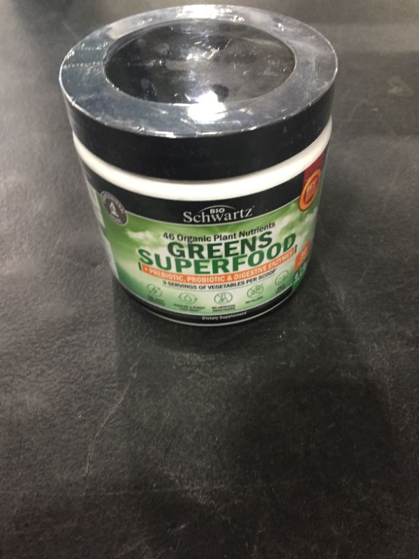 Photo 1 of Chlorophyll Rich Super Greens Organic Powder with Probiotics Prebiotics & Digestive Enzymes - 43+ Green Superfoods Alfalfa Bilberry Spirulina Chlorella - Dr Approved Keto Friendly Vegan Supplement Bb 5/2022