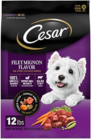Photo 1 of CESAR Small Breed Dry Dog Food Filet Mignon Flavor with Spring Vegetables Garnish Dog Kibble, 12 lb. Bag
