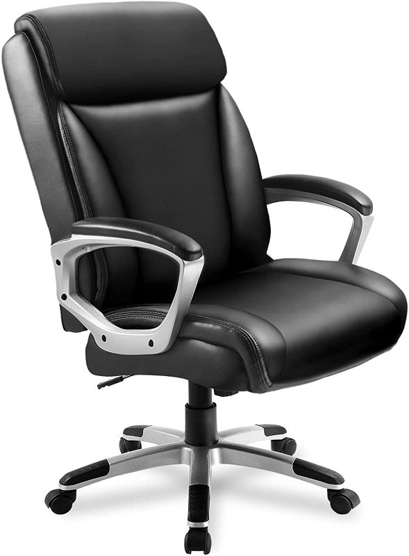 Photo 1 of ComHoma Office Computer Desk Chair Executive High Back Chair Comfortable Ergonomic Managerial Chair Adjustable PU Leather Home Office Desk Chair Swivel Black
