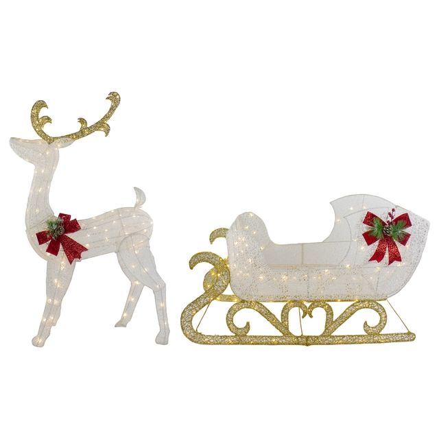 Photo 1 of 3ft Reindeer & Sleigh Pre-lit Led Christmas Light Up Figures Decoration
