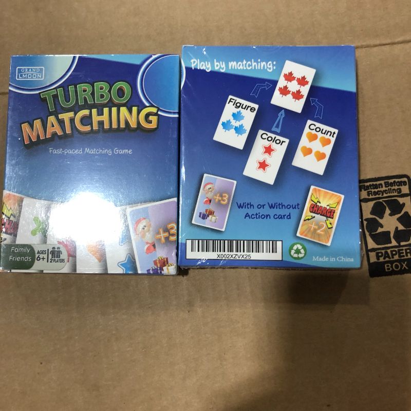 Photo 2 of Turbo Matching Family Card Travel Game 72 Cards with Action Cards and Instructions for Kids 6+ (Regular Poker Size)
