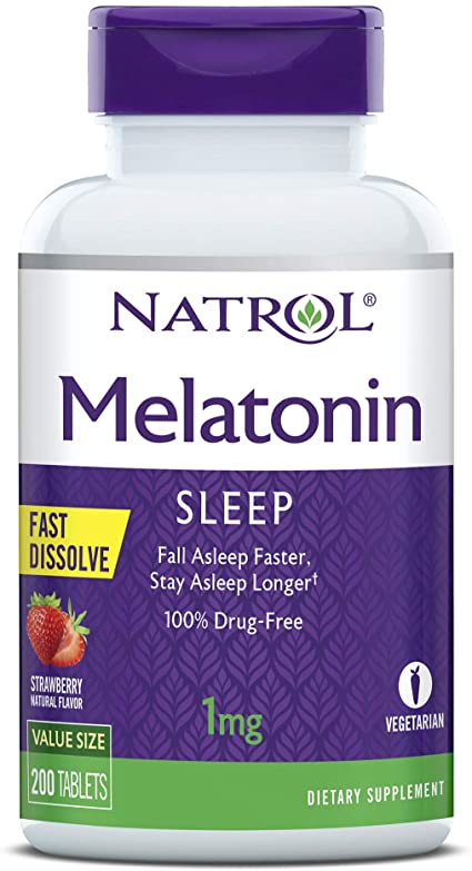 Photo 1 of Natrol Melatonin Fast Dissolve Tablets, Helps You Fall Asleep Faster, Stay Asleep Longer, Easy to Take, Dissolve in Mouth, Strengthen Immune System, Maximum Strength, Strawberry Flavor, 1mg, 200 Count
09/2022.