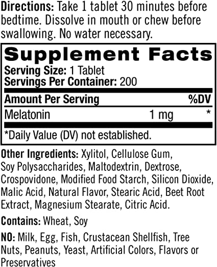 Photo 2 of Natrol Melatonin Fast Dissolve Tablets, Helps You Fall Asleep Faster, Stay Asleep Longer, Easy to Take, Dissolve in Mouth, Strengthen Immune System, Maximum Strength, Strawberry Flavor, 1mg, 200 Count
09/2022.