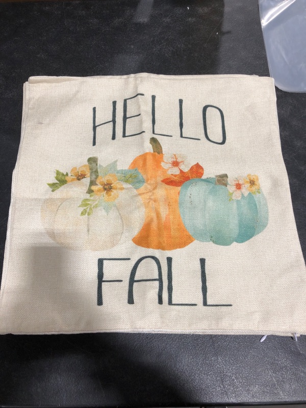 Photo 1 of FALL HARVEST THROW PILLOW COVERS, APPROX 20 X 20 INCH. PACK OF 4.