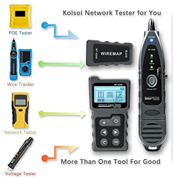 Photo 1 of KOLSOL Network Cable Tester, Ethernet Wire Tracer with NCV & Lamp for CAT5 CAT6, PoE Tester Detect Voltage Measure Fault Distance by TDR NF-8209

