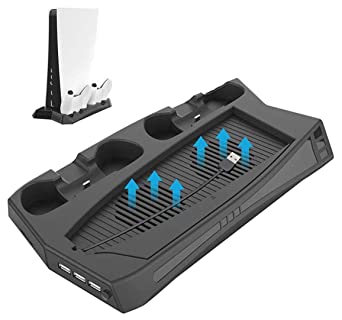 Photo 2 of PlayStation 5 Charging Vertical Stand with Cooling Fan Game Accessories with 3 USB HUB Charger Ports
