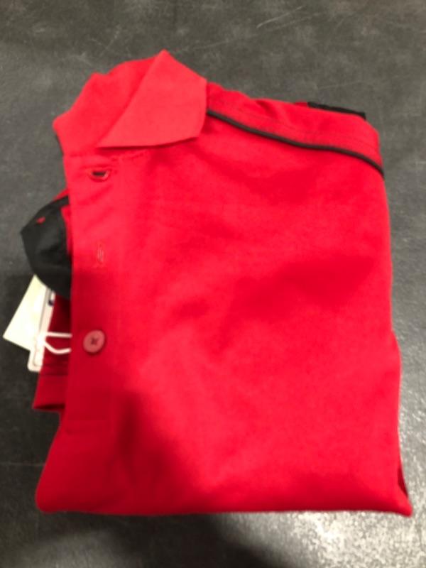 Photo 3 of EXTREME PERFORMANCE RED/BLACK SHORT SLEEVE HALF BUTTON POLO STYLE SHIRT. SIZE XLT.