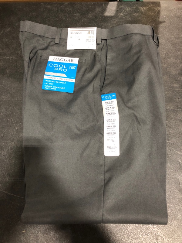 Photo 3 of Haggar Men's Cool 18 Pro Classic Fit Flat Front Pant - Regular and Big & Tall Sizes
SIZE 40X32.