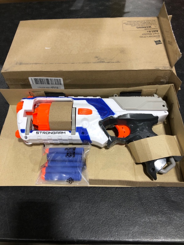 Photo 3 of Nerf N Strike Elite Strongarm Toy Blaster With Rotating Barrel, Slam Fire, And 6 Official Nerf Elite Darts For Kids, Teens, And Adults(Amazon Exclusive)
