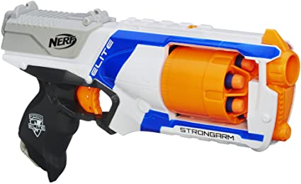 Photo 1 of Nerf N Strike Elite Strongarm Toy Blaster With Rotating Barrel, Slam Fire, And 6 Official Nerf Elite Darts For Kids, Teens, And Adults(Amazon Exclusive)
