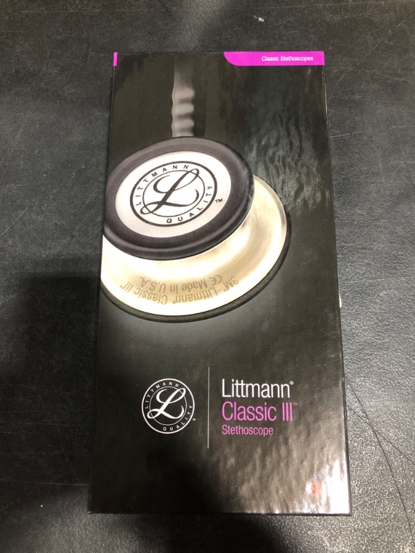 Photo 3 of 3M Littmann Classic III Monitoring Stethoscope, Black Edition Chestpiece, Black Tube, 27 inch, 5803
