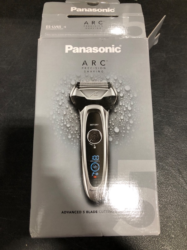 Photo 3 of Panasonic Arc5 Electric Razor, Men's 5-Blade Cordless with Shave Sensor Technology and Wet/Dry Convenience, ES-LV65-S
OPEN BOX.