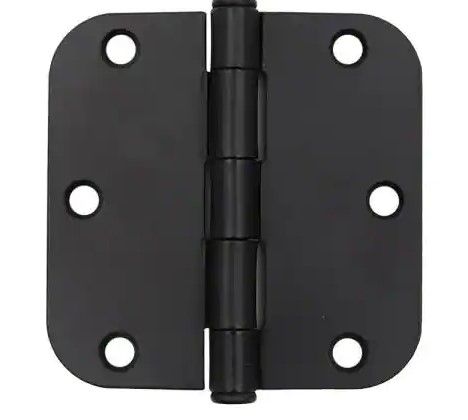 Photo 1 of 3-1/2 in. x 5/8 in. Radius Matte Black Door Hinge Value Pack 3 pk.