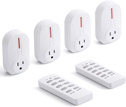 Photo 1 of BESTTEN Wireless Remote Control Outlet Set (4 Outlets, 2 Remotes) with 110 Feet Range, Home Automation Set, ETL Listed, White
