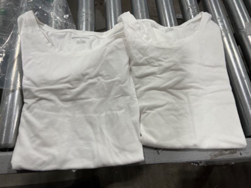 Photo 2 of Amazon Essentials Women's 2-Pack Classic-fit 100% Cotton Short-Sleeve Crewneck T-Shirt, Medium 

