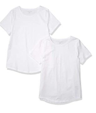 Photo 1 of Amazon Essentials Women's 2-Pack Classic-fit 100% Cotton Short-Sleeve Crewneck T-Shirt, Medium 
