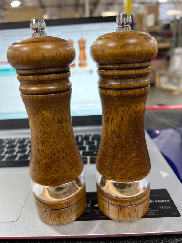 Photo 2 of 2 Piece Salt and Pepper Grinder Set, Brown.