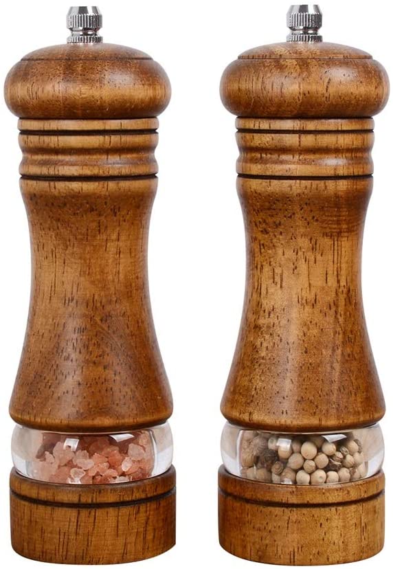 Photo 1 of 2 Piece Salt and Pepper Grinder Set, Brown.