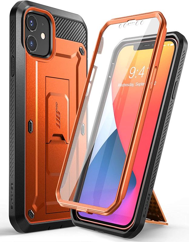 Photo 1 of SUPCASE Unicorn Beetle Pro Series Case for iPhone 12 Mini (2020 Release) 5.4 Inch, Built-in Screen Protector Full-Body Rugged Holster Case (Orange)
