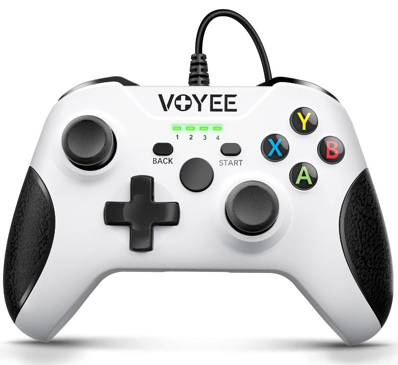 Photo 1 of VOYEE Wired Controller Compatible with Xbox One/X/S/PC Windows 10/8/7, with Headphone Jack/Double Shock/Upgraded Joystick - White
