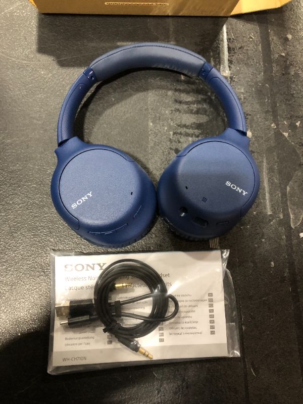 Photo 2 of Sony Noise Cancelling Headphones WHCH710N: Wireless Bluetooth Over the Ear Headset with Mic for Phone-Call, Blue (Amazon Exclusive)
