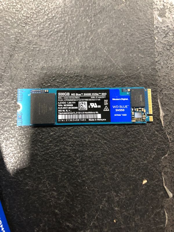 Photo 2 of Western Digital 500GB WD Blue SN550 NVMe Internal SSD - Gen3 x4 PCIe 8Gb/s, M.2 2280, 3D NAND, Up to 2,400 MB/s - WDS500G2B0C
