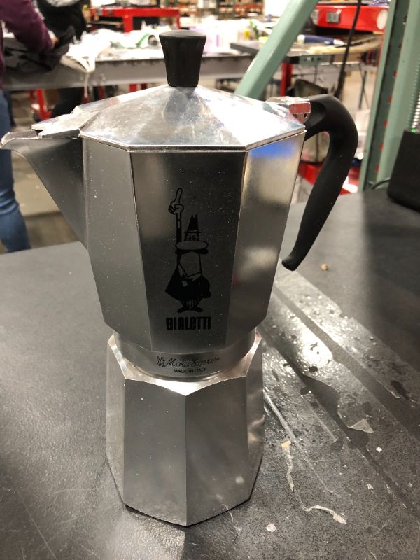 Photo 2 of Bialetti - Moka Express: Iconic Stovetop Espresso Maker, Makes Real Italian Coffee, Moka Pot 18 Cups (27 Oz - 810 Ml), Aluminium, Silver
