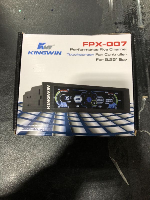 Photo 2 of Kingwin FPX-007 Performance 5.25” Touchscreen LCD Fan Controller Cooling with Liquid Crystal Display Module. Features Temperature Monitor, RPM Display, and Fan Fail Alarm

