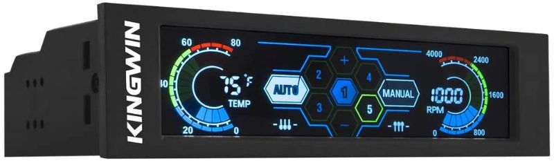 Photo 1 of Kingwin FPX-007 Performance 5.25” Touchscreen LCD Fan Controller Cooling with Liquid Crystal Display Module. Features Temperature Monitor, RPM Display, and Fan Fail Alarm
