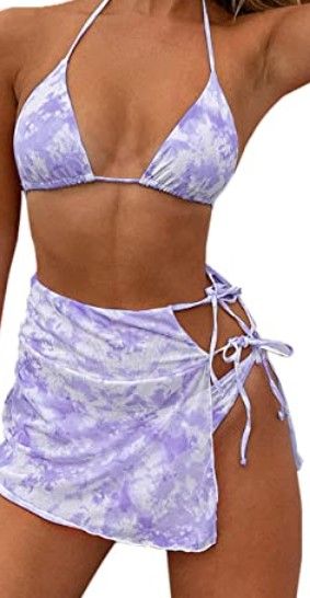 Photo 1 of Windinny Women's Tie Knot Swimsuit Without Straps Bikini Set Brazilian Two Piece Bathing Suit Triangle L
