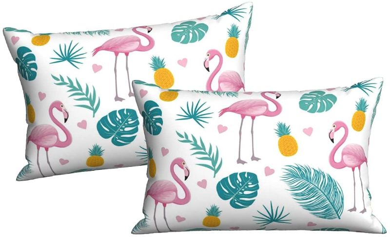 Photo 1 of 2PCS Flamingo Throw Pillow Covers Hearts Pineapple Lumbar Cushion Cases Standard Queen Size for Valentine's Day Gifts Sofa Bed Living Room
