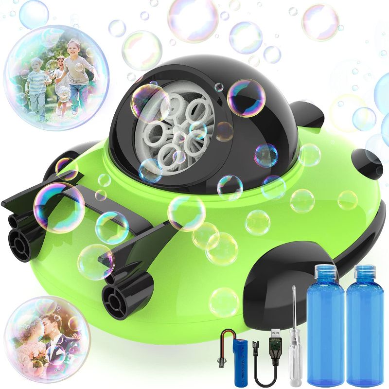 Photo 1 of WEISIJI Bubble Machine,Automatic Bubble Maker Blower for Children,Durable Bubble Toys for Kids,Operated by Plug in Rechargeable Battery ,Easy to Use for Outdoor Indoor Party Birthday(Green)
