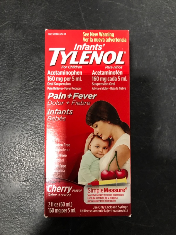 Photo 2 of Infants' Tylenol Acetaminophen Liquid Medicine, Cherry, 2 fl. oz
BEST BY 03 2022.