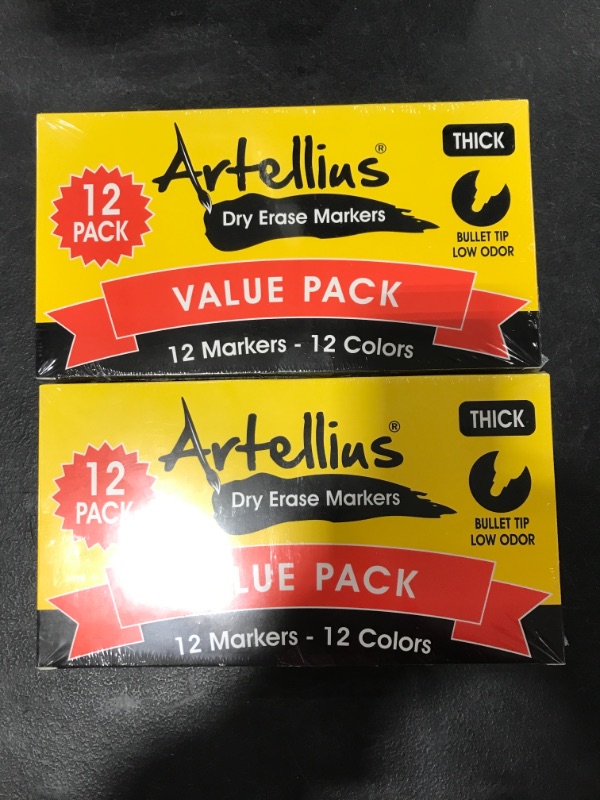 Photo 2 of Dry Erase Markers (12 Pack of Assorted Colors) Thick Barrel Design - Perfect Pens For Writing on Whiteboards, Dry-Erase Boards, Mirrors, Windows, & All White Board Surfaces
LOT OF 2 BOXES. 