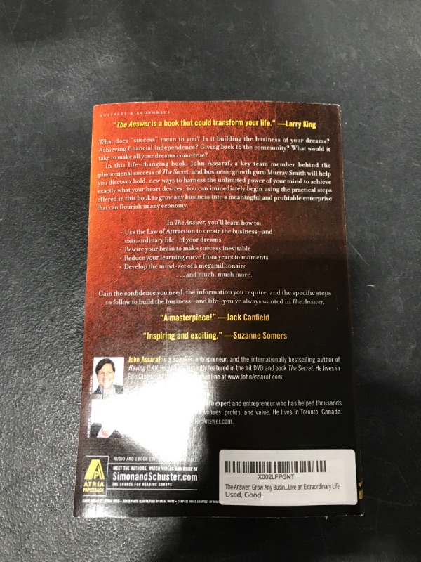 Photo 3 of The Answer: Grow Any Business, Achieve Financial Freedom, and Live an Extraordinary Life. PAPERBACK. PRIOR USE. 
