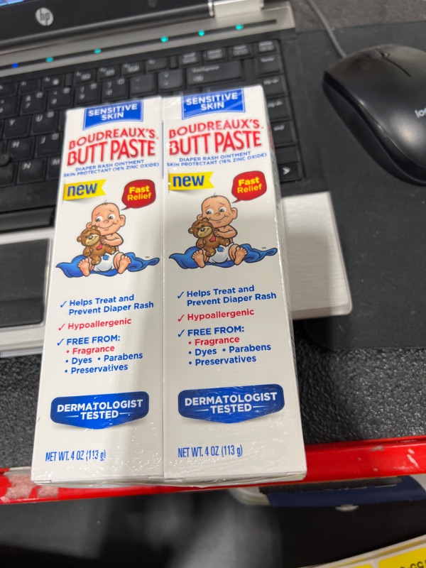 Photo 1 of Boudreaux's Butt Paste Sensitive Skin Diaper Rash Ointment, 4 oz Tube, 2 Pack
